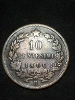 10 centesimi 1866 vittorio emanuele 2 re d'italia, Italië, Ophalen of Verzenden, Losse munt