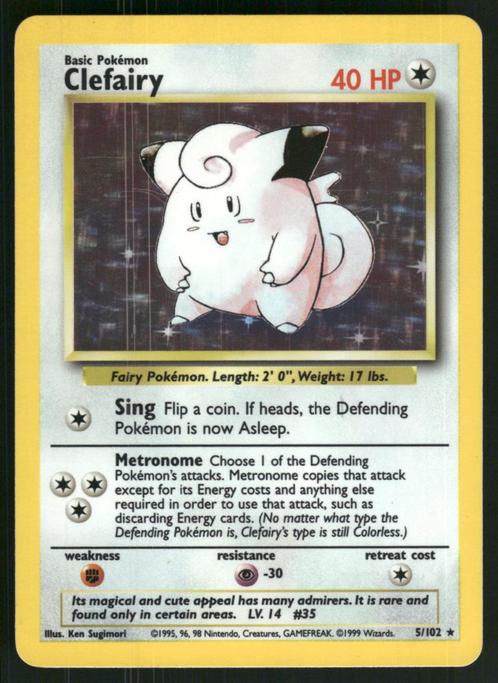 Clefairy 5/102 - Base, Hobby en Vrije tijd, Verzamelkaartspellen | Pokémon, Gebruikt, Verzenden