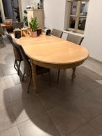 Eiken tafel met 6 lloyd loom stoelen., Huis en Inrichting, Ophalen, Gebruikt