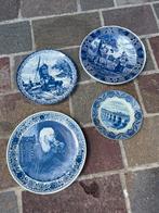 Set van 4 antieke decoratieve borden – Delfts Blauw, Antiek en Kunst, Ophalen of Verzenden