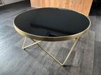 Salontafel zwart glas/messing, Huis en Inrichting, Tafels | Bijzettafels, Ophalen, Gebruikt, Rond, Glas