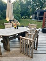 Prachtige tuintafel en 4 stoelen -  teak, Tuin en Terras, Ophalen, Ovaal, Hout