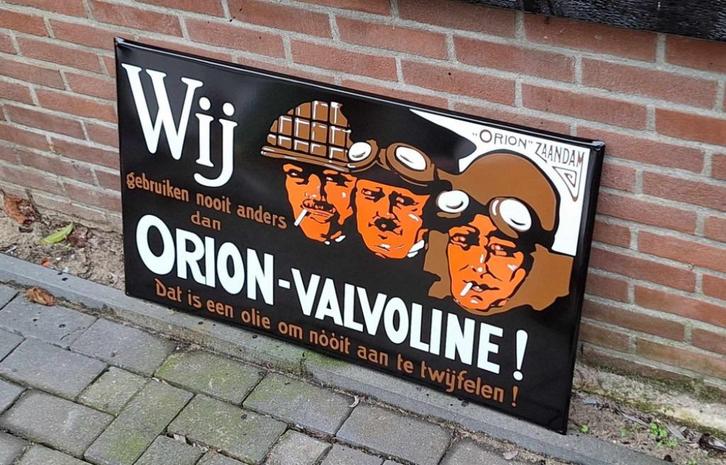 Pracht handgemaakt repro emaille bord Orion-Valvoline., Verzamelen, Merken en Reclamevoorwerpen, Nieuw, Reclamebord, Ophalen of Verzenden
