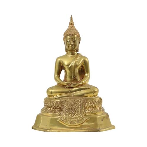 Thaise Messing Boeddha Beeld Sculptuur Zittend Dhyana Mudra, Huis en Inrichting, Woonaccessoires | Boeddhabeelden, Gebruikt, Ophalen of Verzenden