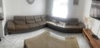 Taupe leren bank, Huis en Inrichting, Zetels | Complete zithoeken, Ophalen, Zo goed als nieuw, Leer