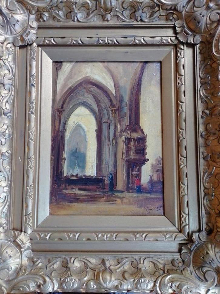 Johannes Bosboom  1817 - 1891   Kerkinterieur, Antiek en Kunst, Kunst | Schilderijen | Klassiek, Verzenden