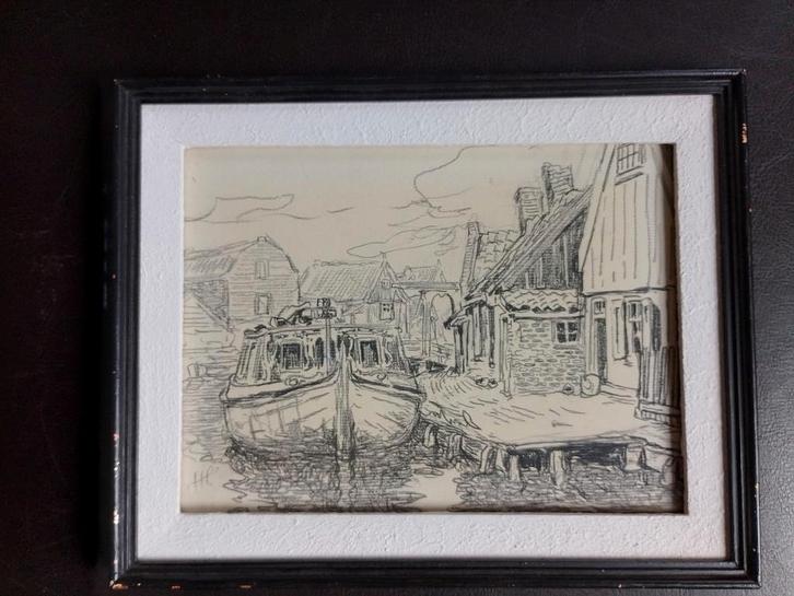 Henri Cassiers  1858 - 1944   Tekening  Volendam, Antiquités & Art, Art | Dessins & Photographie, Envoi