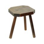 Oude Massief Houten Melkkruk Kruk Driepoot 40cm, Ophalen of Verzenden