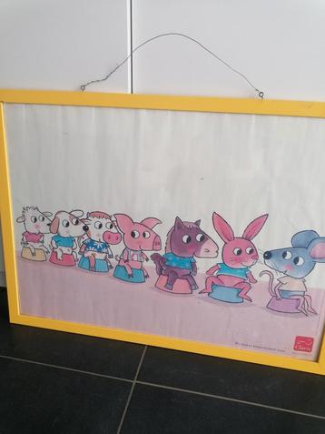 Grote ingekaderde Clavis poster van Guido van Genechten  beschikbaar voor biedingen