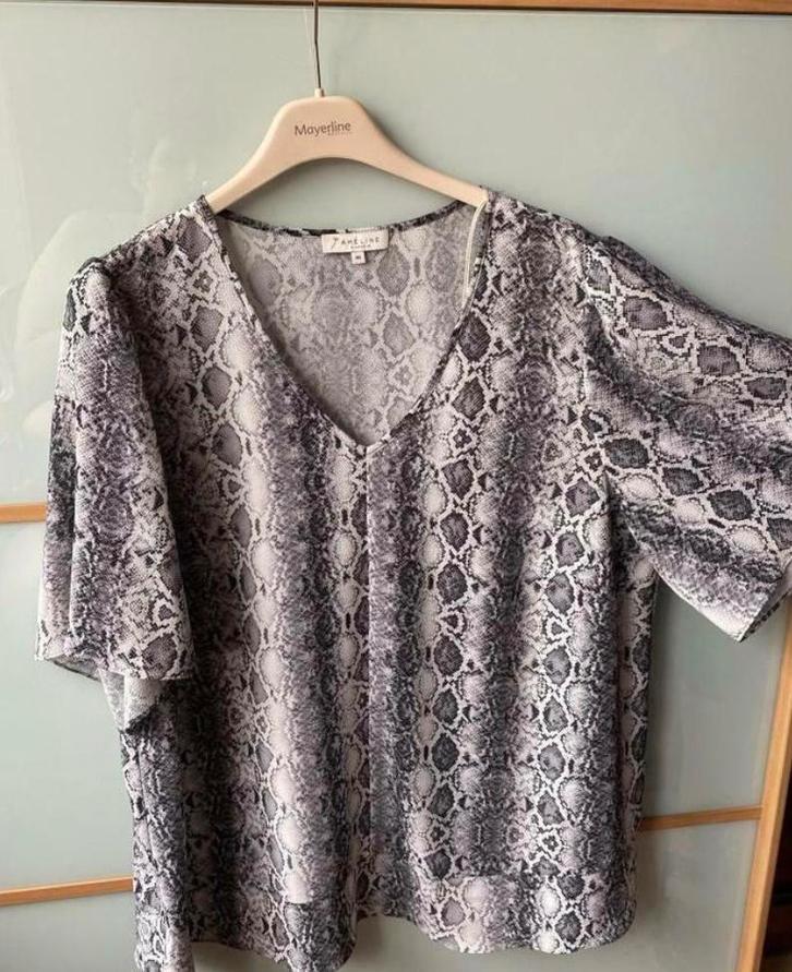 Mayerline bloes met print, Kleding | Dames, Blouses en Tunieken, Zo goed als nieuw, Maat 46/48 (XL) of groter, Grijs