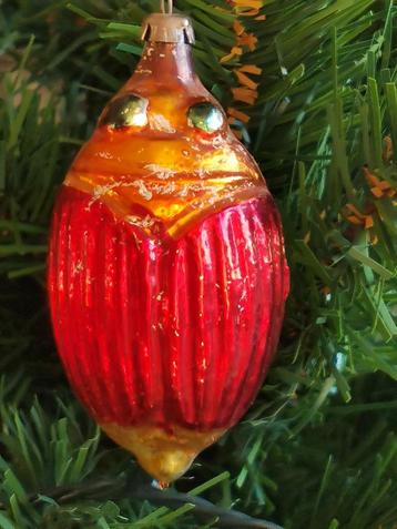 zeldzame oude vintage glazen kerstbal kever insect