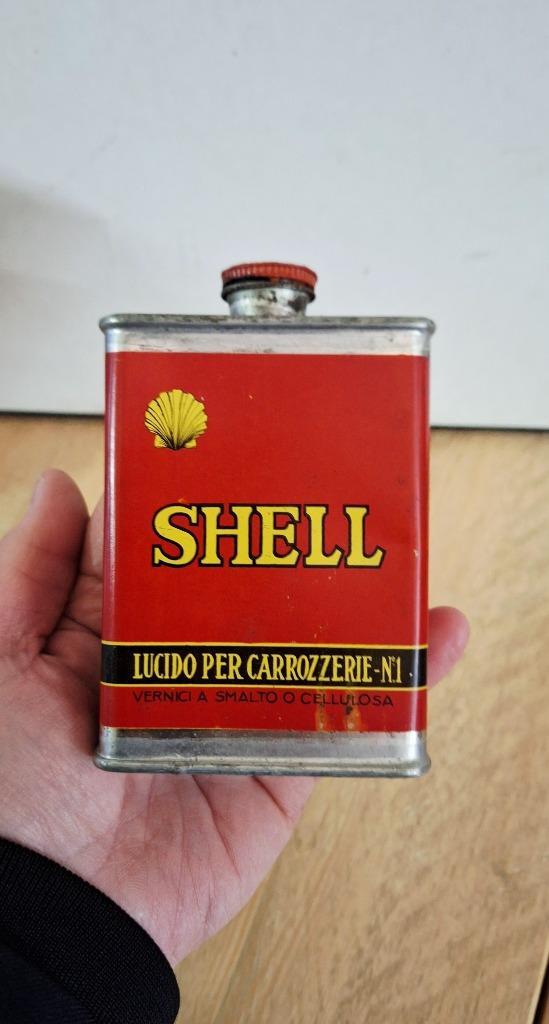 Super zeldzaam Shell wax/polish blikje met Italiaans label., Verzamelen, Merken en Reclamevoorwerpen, Gebruikt, Verpakking, Ophalen of Verzenden