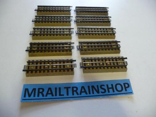 3600D1/2 MARKLIN HO - 10 x RECHTE RAILS/VOIES DROITS 9 cm li, Hobby en Vrije tijd, Modeltreinen | H0, Zo goed als nieuw, Rails