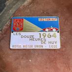 Plaque de calandre Rallye 12h de Huy de 1964, Collections, Utilisé, Enlèvement ou Envoi, Voitures