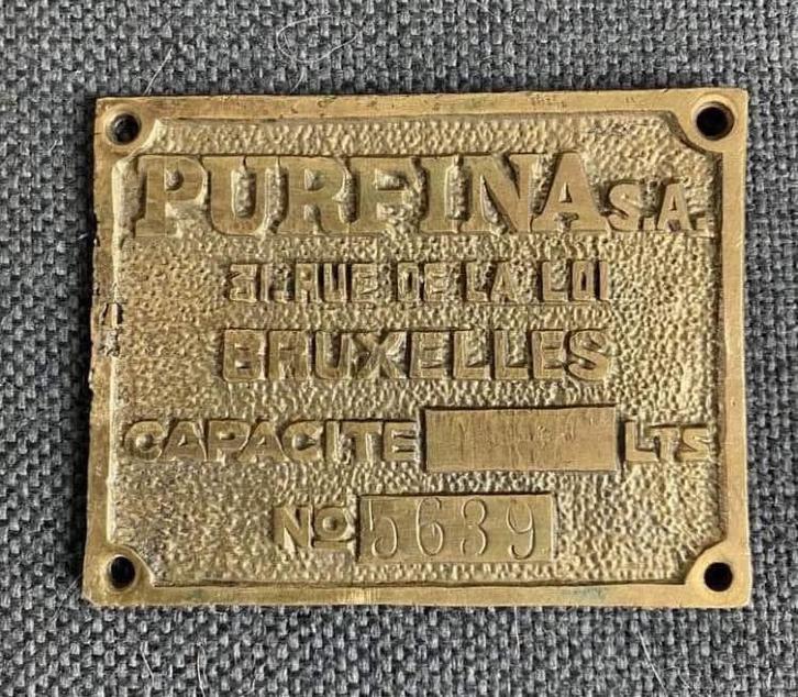 Plaque de capacité Purfina - Bronze, Antiquités & Art, Antiquités | Bronze & Cuivre, Bronze, Enlèvement ou Envoi