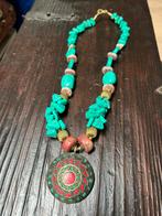 Sublieme vintage turquoise Tibetaanse ketting, Handtassen en Accessoires, Zo goed als nieuw