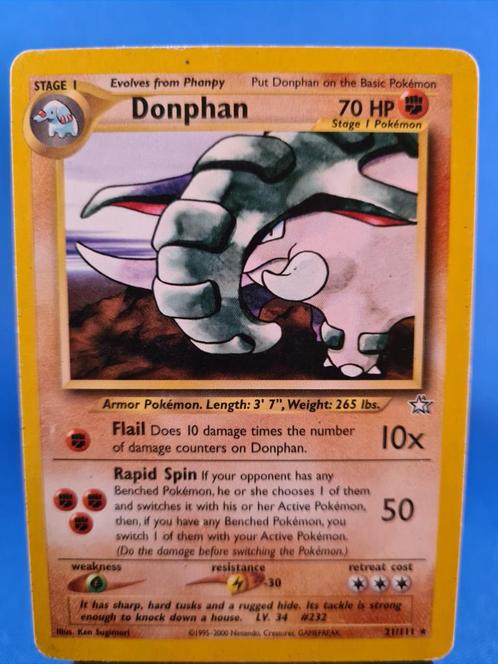 Donphan 21/111 - Neo Genesis, Hobby en Vrije tijd, Verzamelkaartspellen | Pokémon, Gebruikt, Verzenden