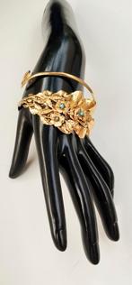 Prachtige vergulde bronzen retro armband turquoise, Handtassen en Accessoires, Armbanden, Ophalen of Verzenden, Zo goed als nieuw