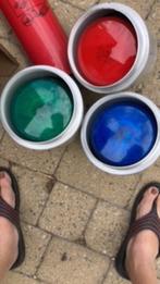 3 gekleurde spots, Huis en Inrichting, Lampen | Spots, Ophalen, Metaal of Aluminium, Zo goed als nieuw, Modern