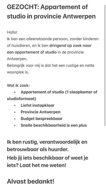 Appartement/studio provincie Antwerpen, Immo