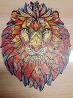 Puzzel hout leeuw lion met dierenvormen, Ophalen of Verzenden, Minder dan 500 stukjes, Zo goed als nieuw, Legpuzzel