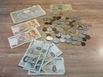 Oude bankbiljetten en munten (Belgische, Spaanse, Zwitserse,, Ophalen, Munten