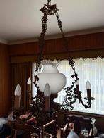 Antieke messing glazen luchter, Ophalen, Zo goed als nieuw