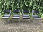 4x Stoelen design - Leer & Geborsteld staal   µf, Huis en Inrichting, Stoelen, Ophalen of Verzenden, Leer