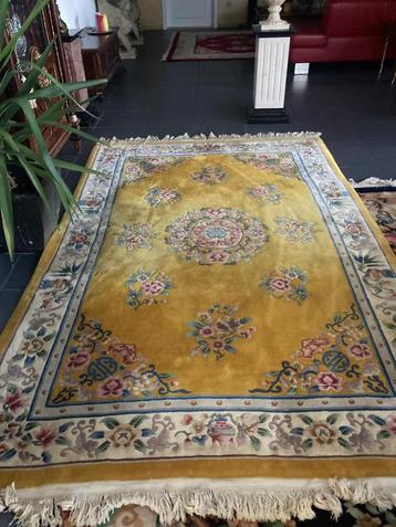 dik tapijt wol handgeknoopt aubusson 305x185 mosterdgeel  beschikbaar voor biedingen
