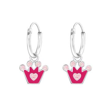 Boucles d'oreilles enfant créoles argent couronne, Enlèvement ou Envoi, Neuf, Boucles d'oreilles