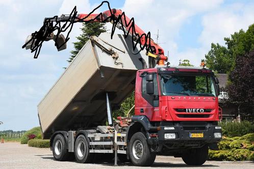 Iveco TRAKKER 450ps !Z-KRAAN!RADIO REMOTE!3 SIDED TIPPER!EUR, Auto's, Vrachtwagens, Bedrijf, Te koop, ABS, Achteruitrijcamera