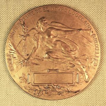 Médaille Bronze Ecole de Peinture Logelain Bruxelles Arts, Enlèvement ou Envoi, Bronze