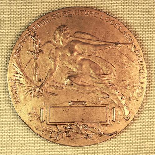 Bronzen medaille, School of Painting, Logelain, Bruxelles Ar, Postzegels en Munten, Penningen en Medailles, Brons, Ophalen of Verzenden