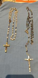 paternosters 2 stuks wit plus gekleurde kralen, Ophalen of Verzenden, Gebruikt, Sieraad, Christendom | Katholiek