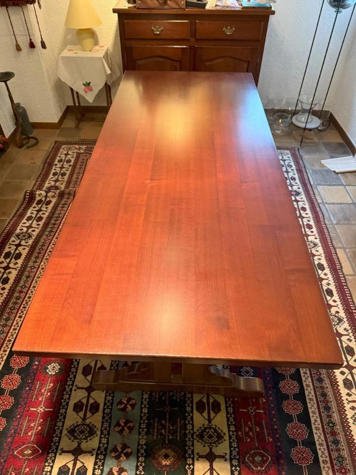 Eettafel met zes stoelen, Huis en Inrichting, Tafels | Eettafels, Gebruikt, 50 tot 100 cm, 200 cm of meer, Vijf personen of meer