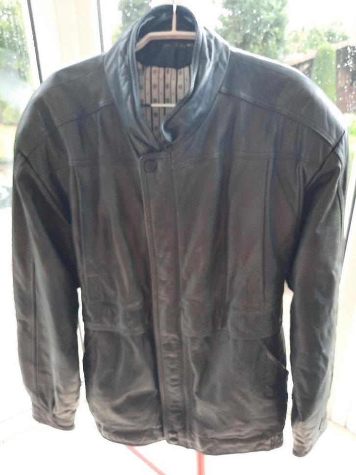 Toffe lederen mantel DINNO GALLUCCI - 52, Kleding | Heren, Jassen | Winter, Gedragen, Maat 52/54 (L), Blauw, Ophalen of Verzenden