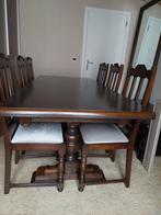 Massief eiken tafel met 6 stoelen, Huis en Inrichting, Ophalen, Zo goed als nieuw, Eikenhout