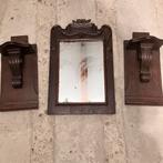 Klein spiegel en twee houten om beeldjes op te zetten., Antiek en Kunst, Kunst | Schilderijen | Klassiek, Ophalen
