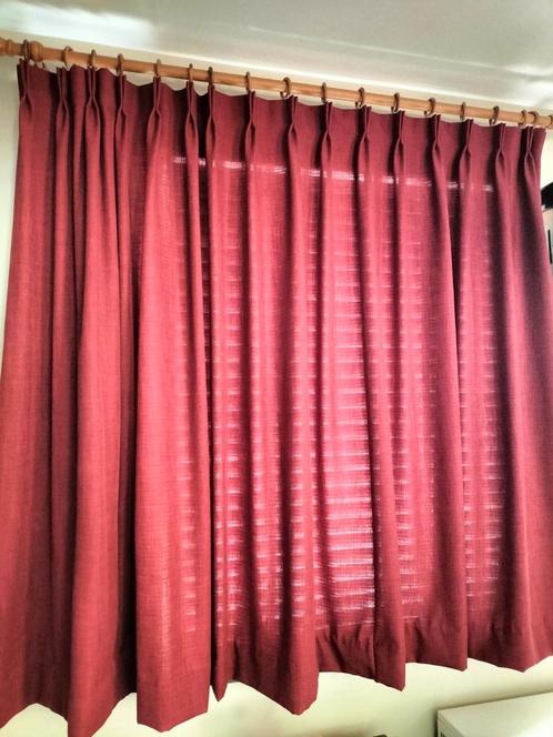 Overgordijnen met houten gordijnroeden en haken, Huis en Inrichting, Stoffering | Gordijnen en Lamellen, Zo goed als nieuw, Ophalen