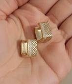 Elegante oorbellen met 14-karaats vergulde zirkonia, Handtassen en Accessoires, Oorbellen, Verzenden, Nieuw, Knopjes of Stekers