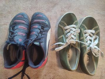 Puma schoenen en kaki stoffen sneakers mt 35 beschikbaar voor biedingen