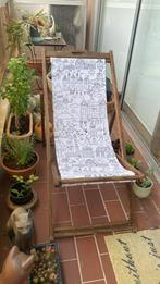 Chaise longue pliable  bois et tissus, Jardin & Terrasse, Chaises longues, Enlèvement, Comme neuf, Bois