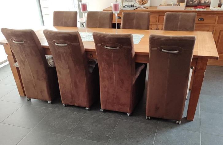 Eettafel met 8 stoelen, Maison & Meubles, Tables | Tables à manger, Utilisé, 50 à 100 cm, 200 cm ou plus, Cinq personnes ou plus