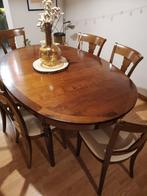 Vintage tafel met 8 stoelen, Huis en Inrichting, Stoelen, Gebruikt, Vintage, Hout, Ophalen
