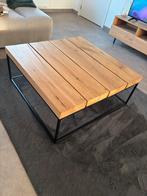 Salontafel Maison du Monde massief eiken & zwart metaal, Ophalen, 50 tot 100 cm, Vierkant, 50 tot 100 cm