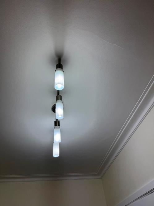 Lot de 2 Plafonniers – Chrome & Verre Dépoli, Huis en Inrichting, Lampen | Plafondlampen, Zo goed als nieuw, Ophalen