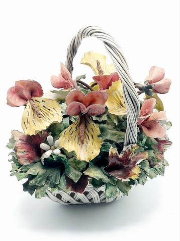 Porseleinen mand met bloemen beschikbaar voor biedingen