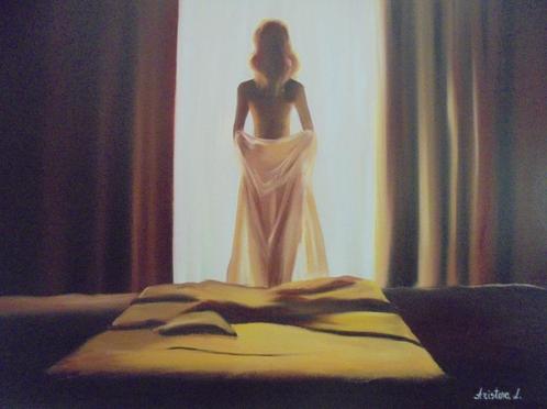 peinture à l'huile femme 2 (60x80), Antiquités & Art, Art | Peinture | Classique, Enlèvement ou Envoi