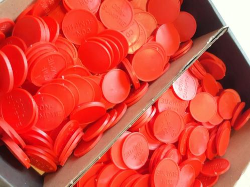 JETONS 500 st- Drankjetons - Betaalmunten - Fiches - ROOD, Hobby en Vrije tijd, Feestartikelen, Nieuw, Feestartikel, Verzenden