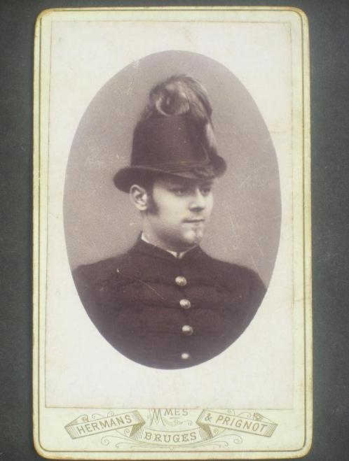 Ancienne photo de chasseur de la Garde Civique de Bruges, Verzamelen, Militaria | Algemeen, Landmacht, Foto of Poster, Verzenden